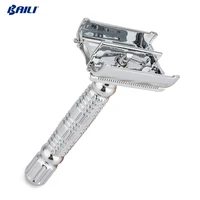 

Metal stainless steel double edged blade straight safety razor shaving travel set,long handed butterfly open cut throats razor