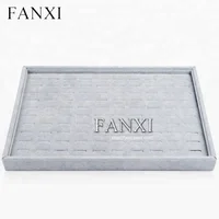 

FANXI China Supplier Custom Wood Velvet Jewelry Organizer Tray Slotted Ring Necklace Bracelet ring dishes