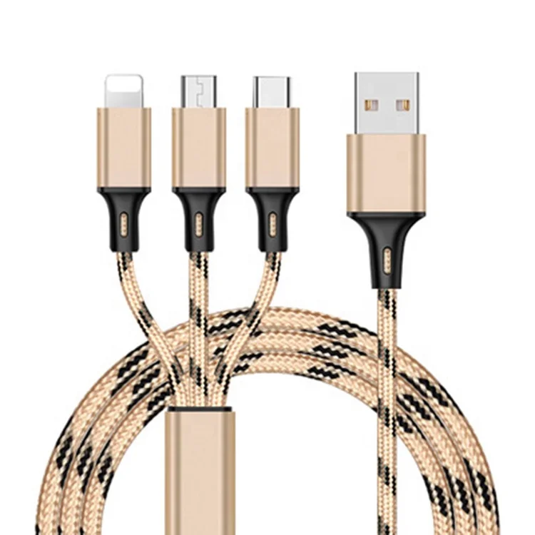 

OEM universal Nylon 3in1 magnetic fast charging and usb data 3 in 1 cable, Customized