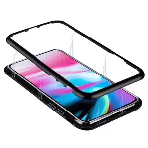 2019 Hot Trending Products Magnetic Adsorption with Aluminum Metal Frame and Glass magnet Case For huawei P20/Y9 2019