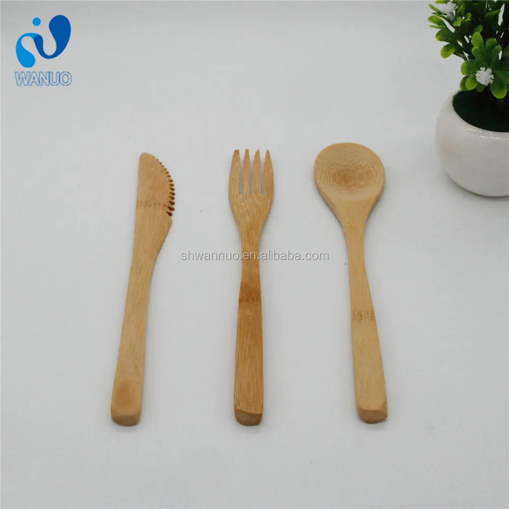 

WanuoCraft 100% Biodegradable Bamboo Spoon Fork Knife Set, Natural