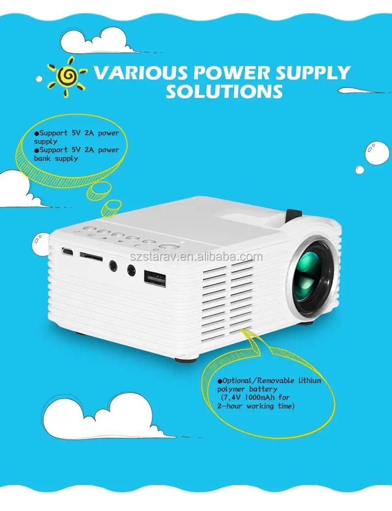 Rechargeable Battery Powered Projectors Portable Projectors For Outdoor