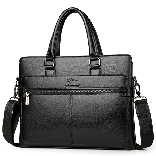 

OEM2019 new fashion men's PU leather briefcase large capacity business casual tide men's fashion handbag shoulder Messenger bag, Black/red brown/khaki