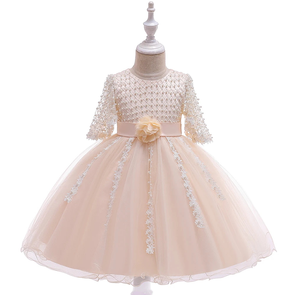 

Birthday Cute Lovely Girls Party Dress Wholesale Stock Baby Lace Flower Kids Boutique L5115, Red,white,pink,champagne