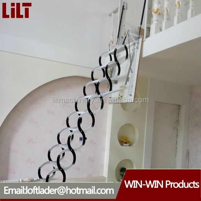 
manual/motorized loft ladder steel material retractable attic stairs 