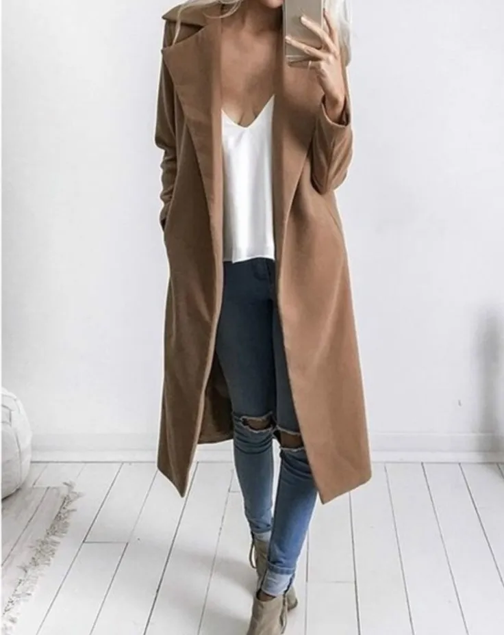 

ecowalson Women New Fashion Spring Winter Autumn Loose Long Sleeve Jacket Coat, As show