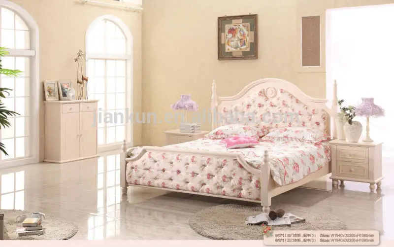 de color rosa de madera blanca camas con dosel-Juegos de muebles