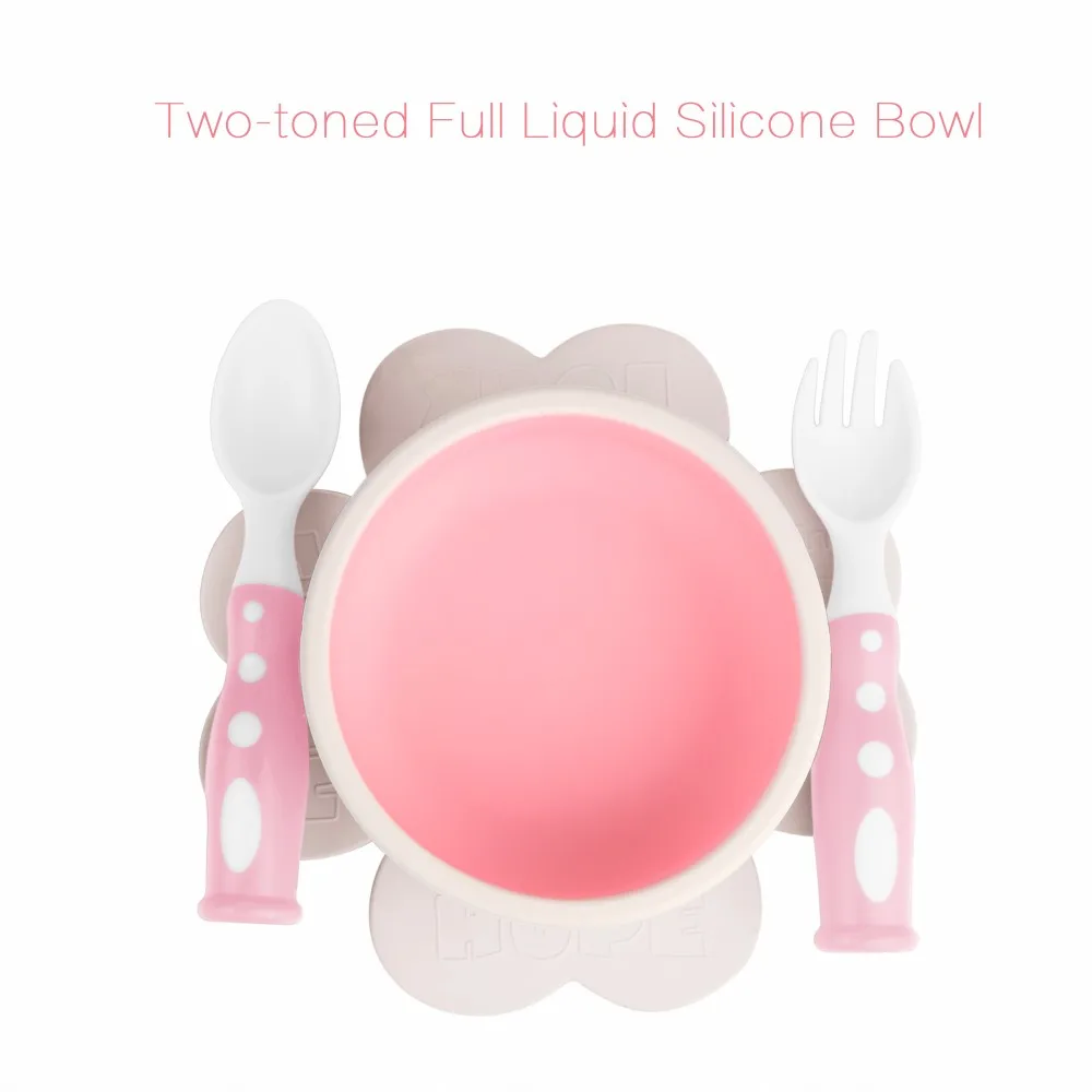 Twotoned Full Liquid Silicone Bowl Spillproof Suction Bowl For Babies