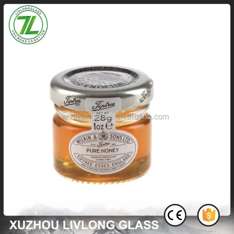 Mini Empty 28g Marmalade Jar 20ml Glass Jam Bottle With Silver Lids