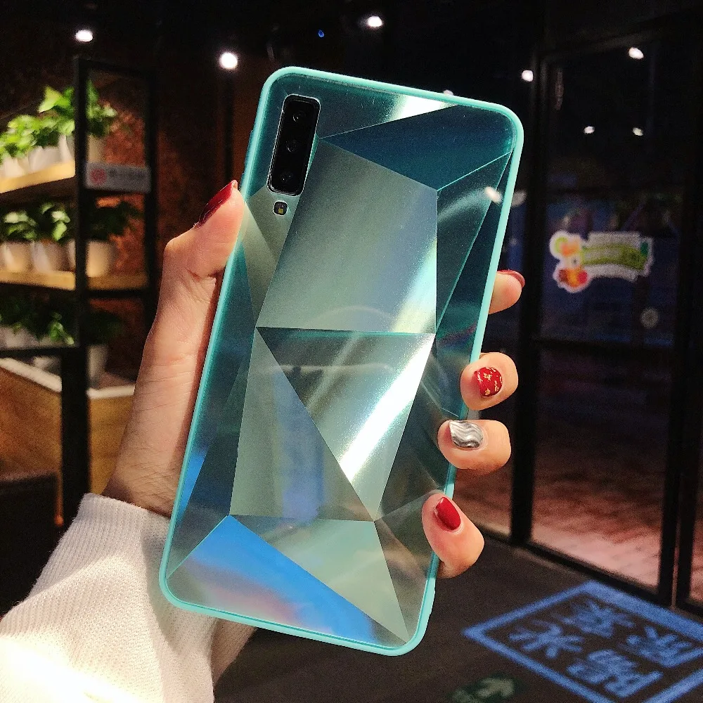 

For Samsung Galaxy A50 Case Luxury Diamond Texture Mirror Glossy Back Cover For Galaxy S10 S9 S8 M30 M20 M10 A10 A30 A7 50 Cover