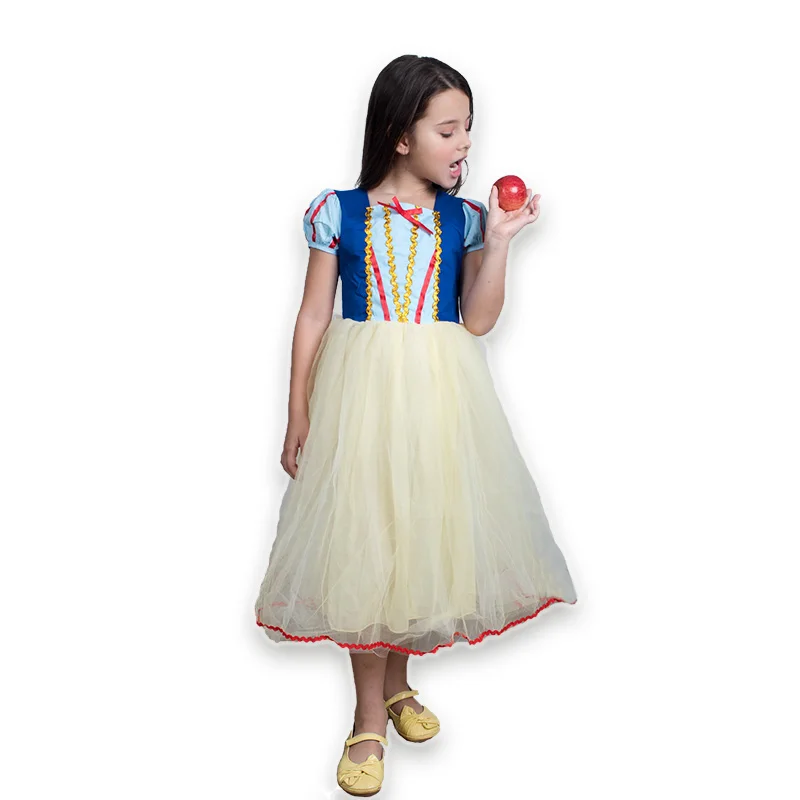 2021 Summer New Snow White Dress Children's Net Yarn Birthday Western Puff Skirt