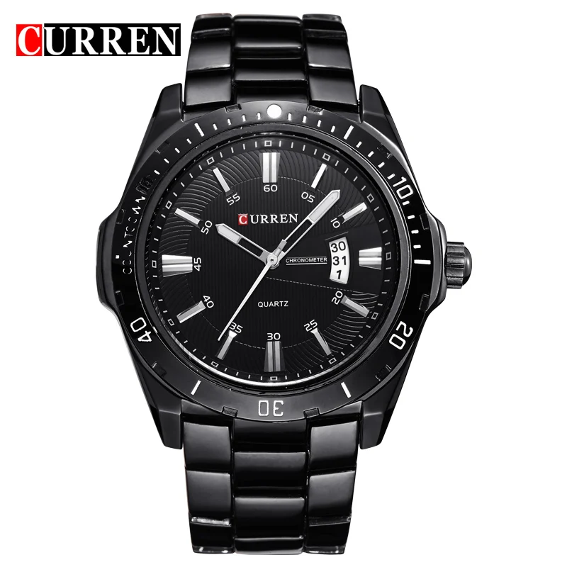 

CURREN 8110 3ATm Water Resistant Stainless Steel Watch Men Hand Watch, Black;white;silver