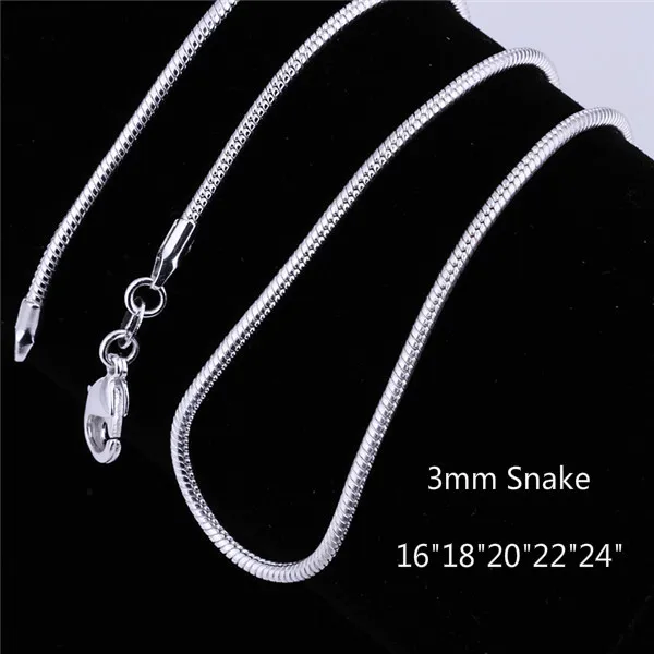 Classic 925 Sterling Silver 3mm Snake 