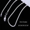 925 Sterling Silver 3mm Snake Chain Necklace and Bracelet DIY Charms Jewelry