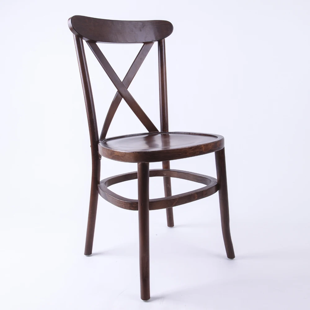 Wooden Bentwood Brown Cross Back Tuscan Chairs for Wedding Dining Reception