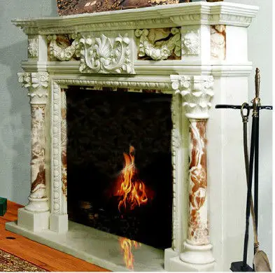 Mixed Color Marble Fireplace Surround With Columns Buy Marble