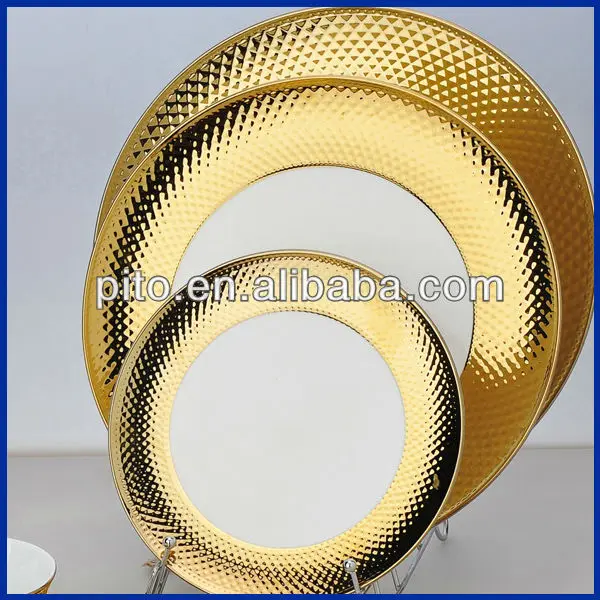 P&T porcelain factory Gold plated plates dishes high quality dishes