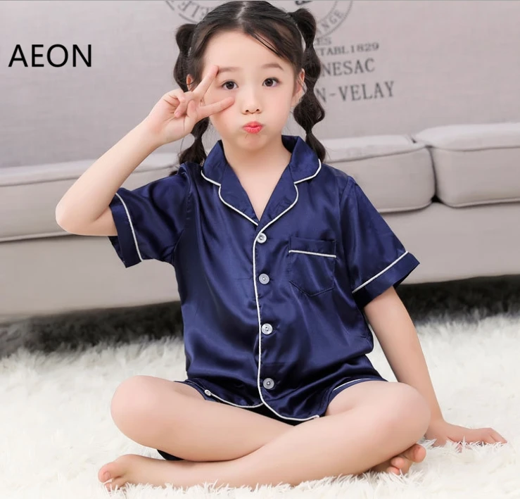 Children's Good Quality Silk Satin Pajamas Set Girls Satin Pajamas Not