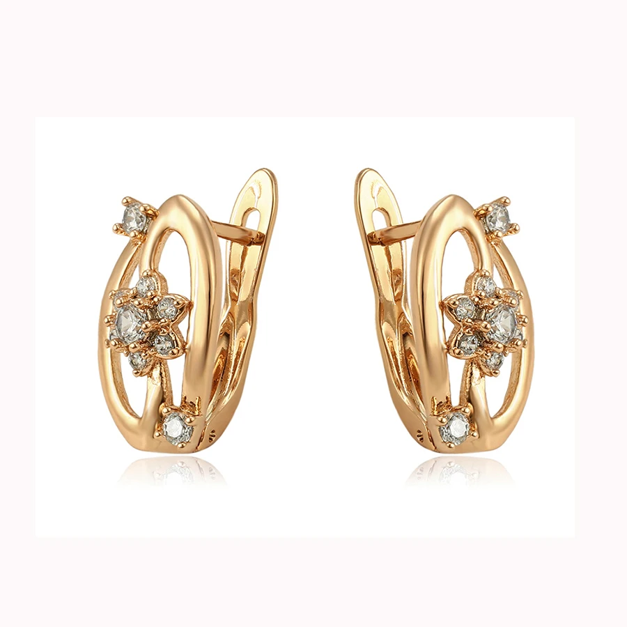 

97808 xuping jewelry fashion flower shaped earrings popular huggie earrings with 18k gold plated for women