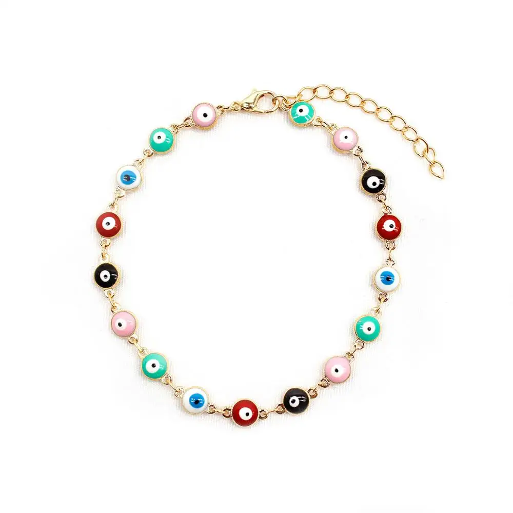 

2019 Beach Fashion Colorful Evil Eyes Jewelry Foot Summer Hotwife Women New Design Ladies Anklet