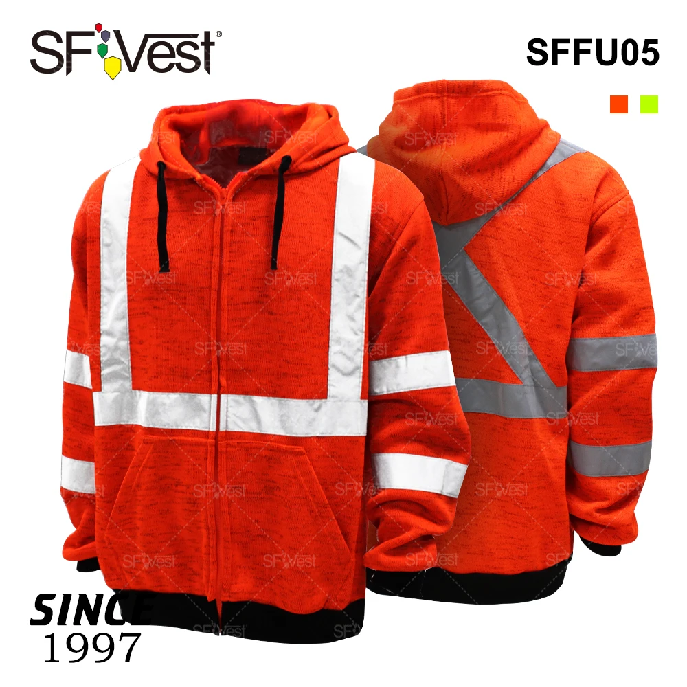 Wholesale Canada Fluorescent Red Winter Warm Working Construction Traffic Security Men Hivis