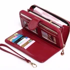 Atacado dropshipping moda &uacute;ltimas senhoras projeto longo da embreagem bolsa feminina cera couro carteira das mulheres