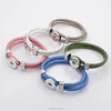 Mix Braided Leather Rhinestone Snap on Bracelet Fit 6mm Shank Snap 230x11mm Knob 6mm
