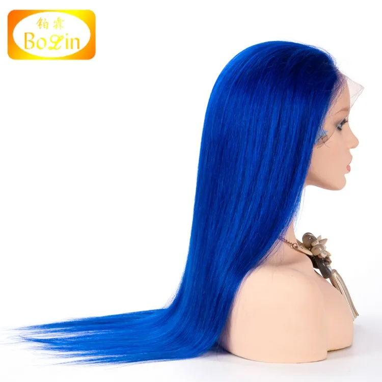 

wholesale best quality blue color human hair cheap full lace wig