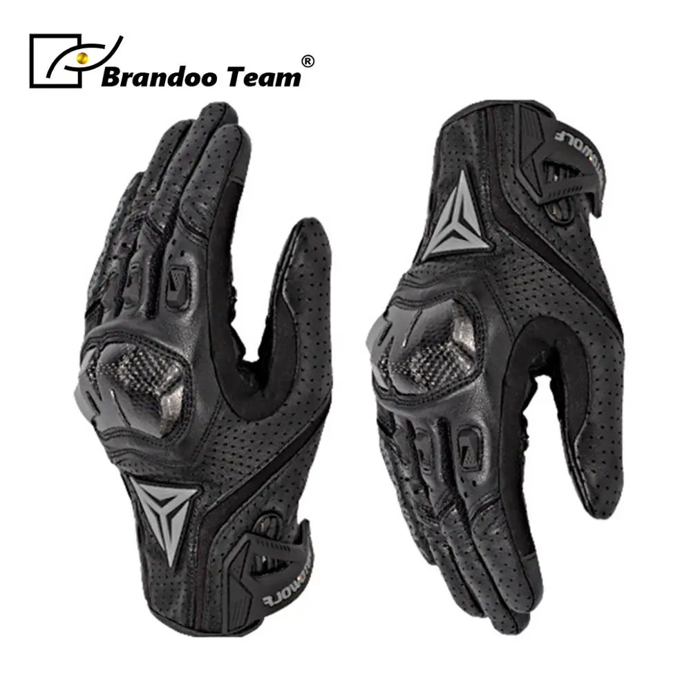 

Touch Screen Motorcycle Gloves Leather sheep with Carbon Fibre Shell