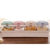 Wheat straw Spice Jar 4-Compartment Seasoning Box Kitchen Spice Plastic Seasoning Box with Spoon Wheat Straw MSG Salt Tank