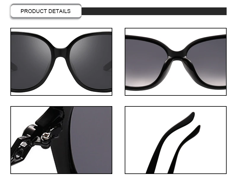 2019 Fashion Women Big Frame Cat3 Uv400 Hollow Oversize Polarized Sunglasses