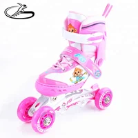 

2018 Alibaba New arrive adjustable kids 3 in 1 inline skates shoes with pink and blue color