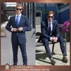 100% Wool Blue Checks wide Lapel Bespoke tailored made Men's Business suits