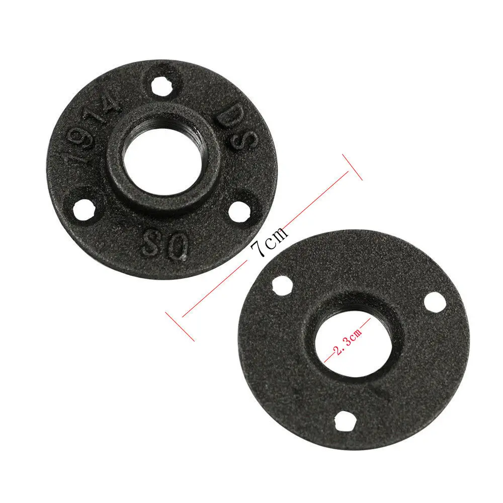 DN15 1/2" Malleable Iron Flange Pipe Fitting Plumbing Threaded 3 Holes Floor Flange