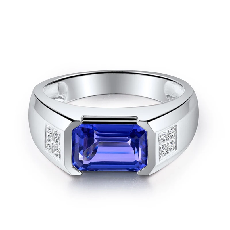 

Hot Sale Jewelry Ring Precious Gemstone 2.98ct Natural Blue Tanzanite 18k Gold Ring For Men