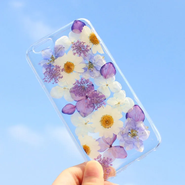 

Purple Dry Eternal Flower Clear Phone Case For iphone 8 plus, Red;yellow;pink;green;blue;etc.