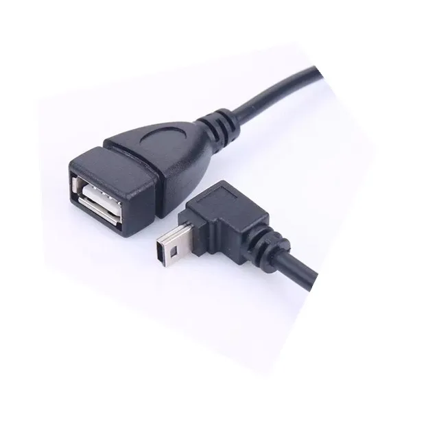 

90 degree Mini USB 5 pin Male to USB 2.0 Female OTG Adapter Converter 480mbps cabletolink