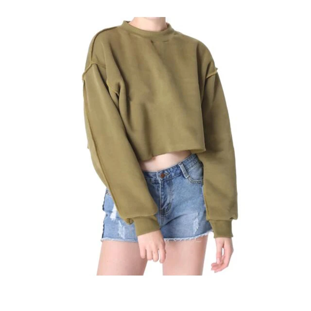 

Women Fleece Warm Crop Top Sweatshirt Custom Logo Printed, Can be customized