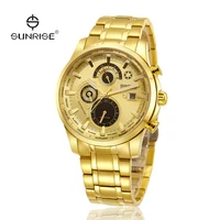 

High quality japan movt quartz watch diamond stainless steel 22k gold watch gift