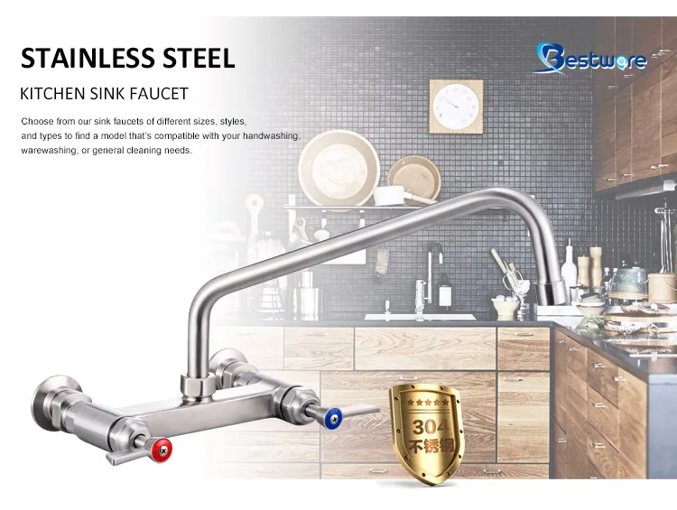 New Products 304 Stainless Steel Faucet Double Outlet German Types Self Heating Sink Wall Mounted Water Tap.jpg