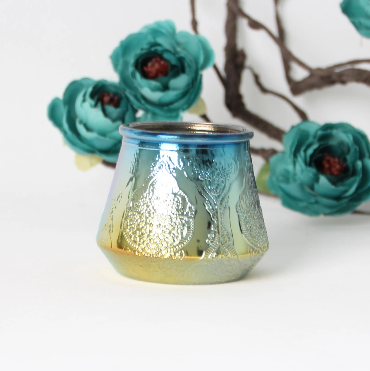 Iridescent Glass Luxury Candle Jar With Lid Buy Candle Jar Luxury