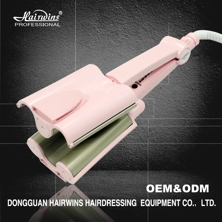 
Private label large wave pink ceramic magic hair curler egg tongs electric curling iron professional salon equipment 