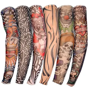 New Nylon Elastic  Temporary Tattoo Sleeve Designs Body Arm Stockings Tatoo for Cool Men Women
