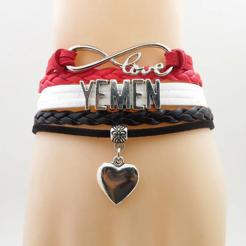 

infinity love yemen Bracelet heart Charm yemen national flag bracelets