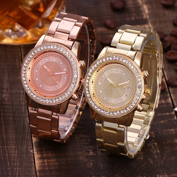 New Gold Watch Cheap Fashion Watches Made Of Alloy And Steel Sheet Band