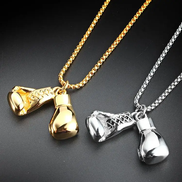 

Custom hiphop jewelry boxing gloves pendant necklace, Gold,silver