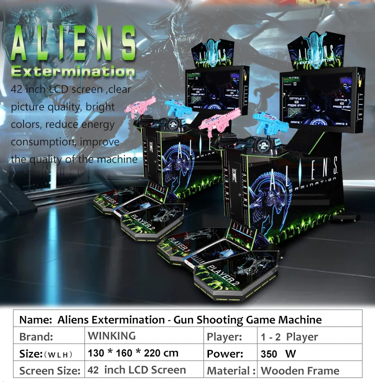 Winking Coin Operated Simulator Arcade Gun Shooting Aliens