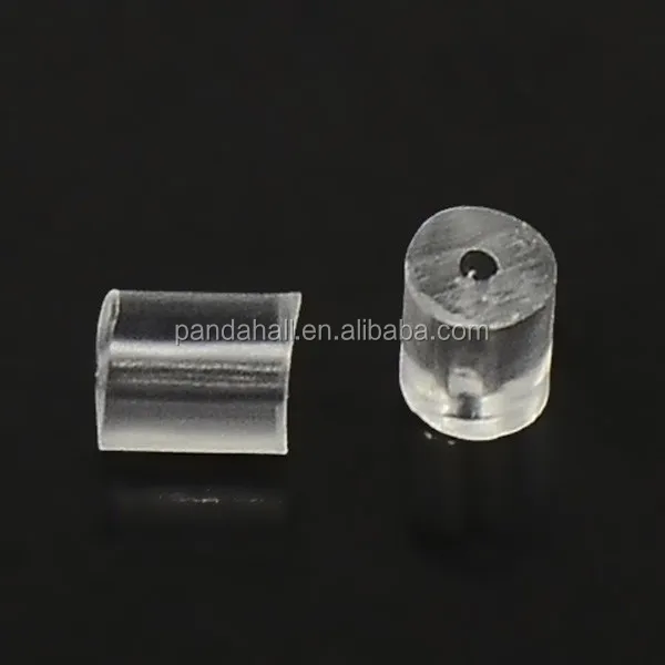 

Pandahall Earwire Tube Clutch Earring Backs Clear Plastic Stoppers Rubber 10000pcs/bag, White clear