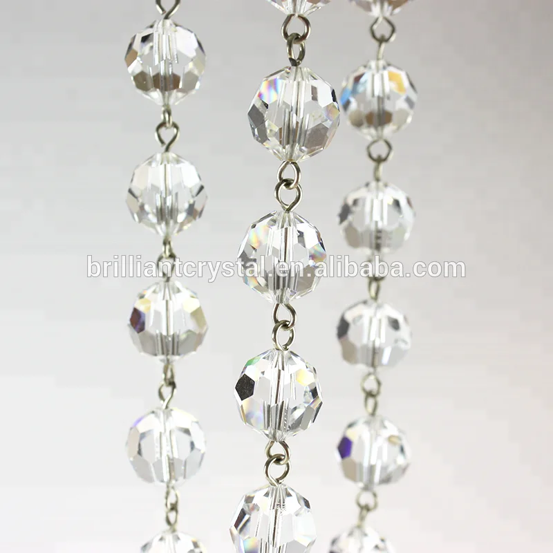 

1 meter Brilliant Cut Crystal Faceted Ball Chain Chrome pinned beads strand, Clear