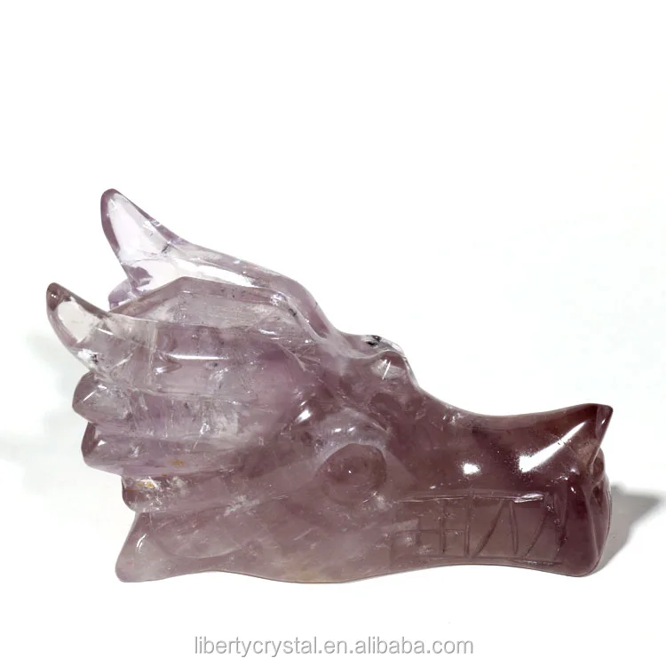 
Natural Amethyst Dragon Skulls Hand Carved Healing Figurine 